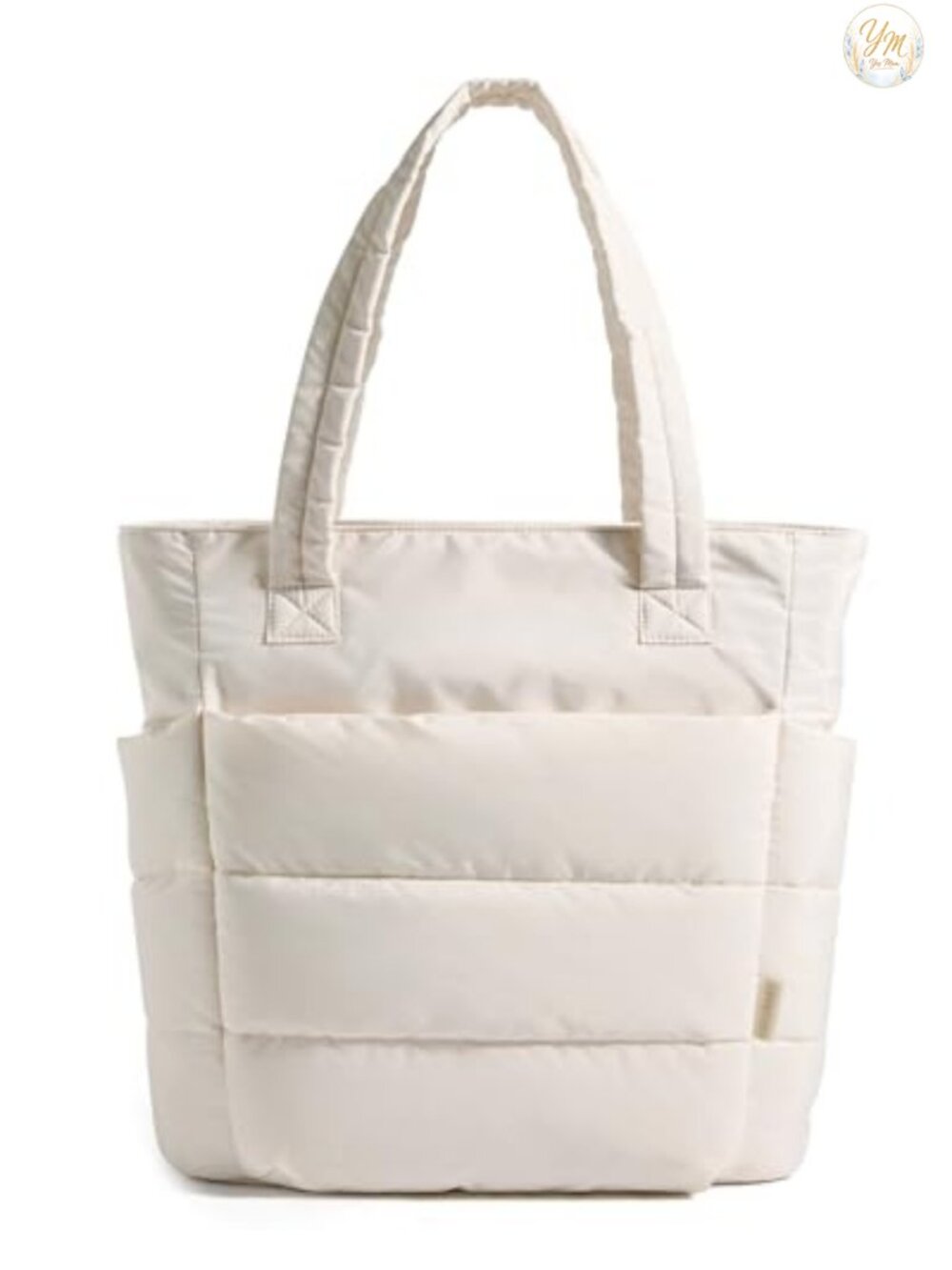 Puffy Tote Bag Lightweight Taslan Travel Shoulder Bag Zip Close
